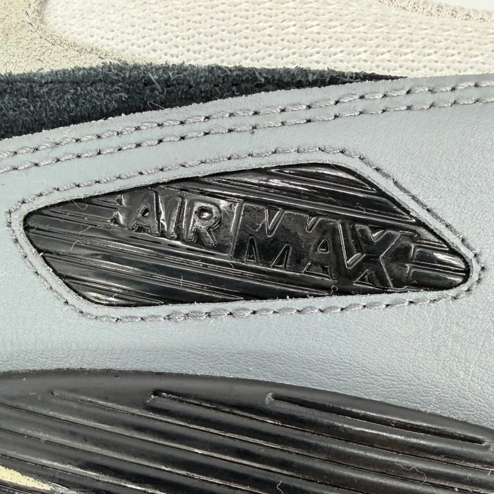 Nike Air Max 90 Mens Grey Black White Suede Mesh Sneakers CN8490-002